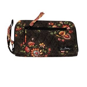 Vera Bradley Floral Quilted Wallet Wristlet Zip‎ Around Clutch Organizer EUC